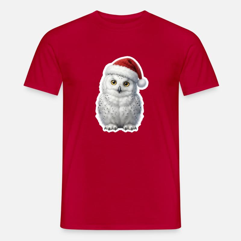 Weise Schnee Eule in Weihnachtsstimmung - Männer T-Shirt - Rot