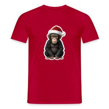 Chiot chimpanzé coquin dans l’humeur de Noël - T-shirt homme - rouge - Devant - AI Model Male 178 dark (178cm)