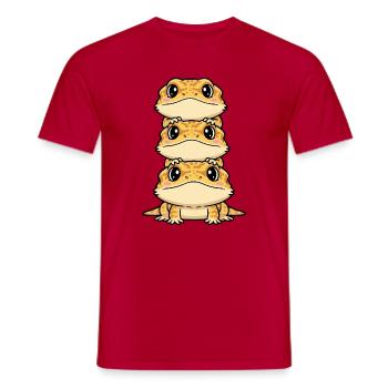 Gestapeltes Gecko-Trio Kawaii-Druck - Männer T-Shirt - Rot - Vorne - AI Model Male 178 dark (178cm)