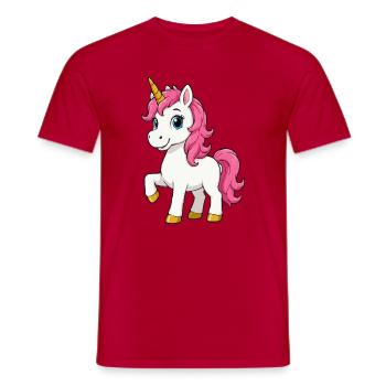 Rosa Einhorn mit Pinker Mähne - Männer T-Shirt - Rot - Vorne - AI Model Male 178 dark (178cm)
