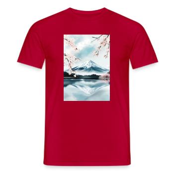 Fuji-Berg und Kirschblüten - Männer T-Shirt - Rot - Vorne - AI Model Male 178 dark (178cm)