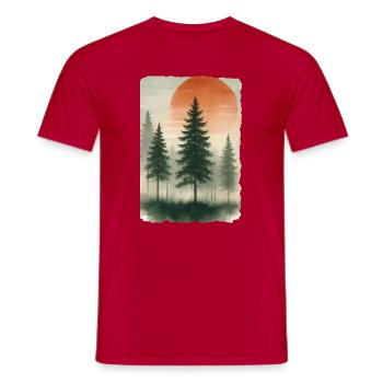 Vintage Forest Sunset Watercolor - Men's T-Shirt - red - Front - AI Model Male 178 dark (178cm)