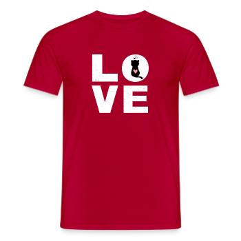 Amour - chat noir avec un coeur - T-shirt homme - rouge - Devant - AI Model Male 178 dark (178cm)