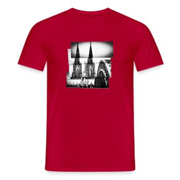 Cathédrale de Cologne - T-shirt homme - rouge - Devant - AI Model Male 178 dark (178cm)
