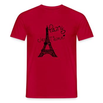 Paris Je T'aime Eiffel tower - Men's T-Shirt - red - Front - AI Model Male 178 dark (178cm)