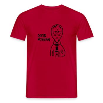 Bonjour? Morgenmuffel, j’adore mon travail T-Shirt - T-shirt homme - rouge - Devant - AI Model Male 178 dark (178cm)