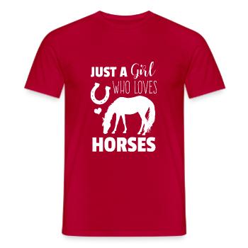 Bare en pige, der elsker heste - Horse Gift Idea - Mænd T-shirt - rød - Foran - AI Model Male 178 dark (178cm)