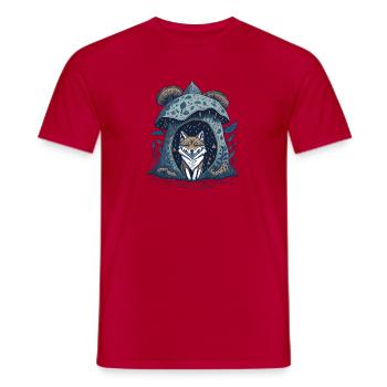 Pilz Hütte Wolf - Männer T-Shirt - Rot - Vorne - AI Model Male 178 dark (178cm)