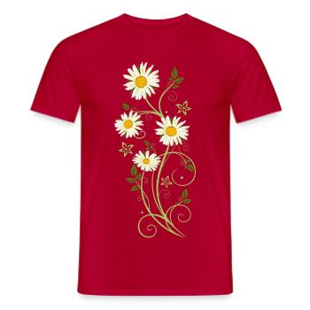 Filigrane Ranke avec marguerites - T-shirt homme - rouge - Devant - AI Model Male 178 dark (178cm)
