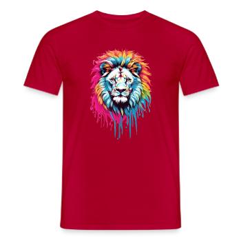 Tête de lion colorée - T-shirt homme - rouge - Devant - AI Model Male 178 dark (178cm)