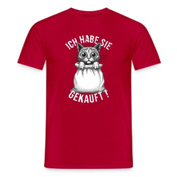 Sprichwort Katze Im Sack kaufen - Männer T-Shirt - Rot - Vorne - AI Model Male 178 dark (178cm)