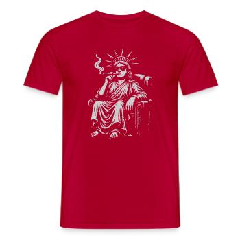 Liberty Smoke Icon - Parodie auf die Rebellen - Männer T-Shirt - Rot - Vorne - AI Model Male 178 dark (178cm)