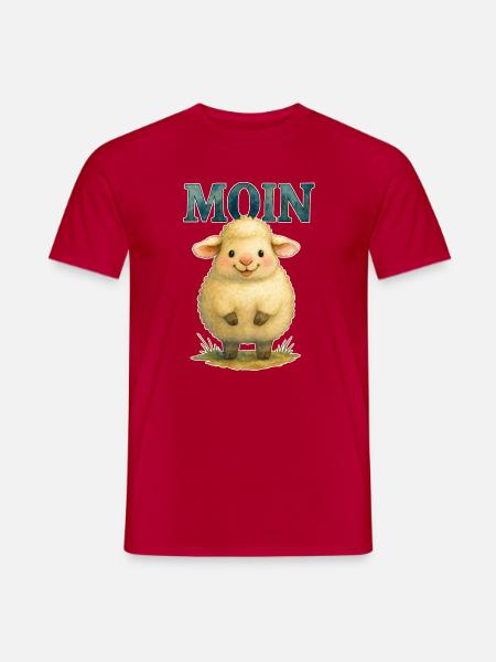 Moin Schäfchen Süßes Schaf Baby Kinder Norddeutsch - Männer T-Shirt - Rot