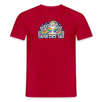 Le Père Noël arc-en-ciel avec ses rennes arc-en-ciel - T-shirt homme - rouge - Devant - AI Model Male 178 dark (178cm)