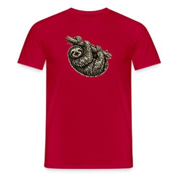 Sloth illustration in vintage style - Men's T-Shirt - red - Front - AI Model Male 178 dark (178cm)