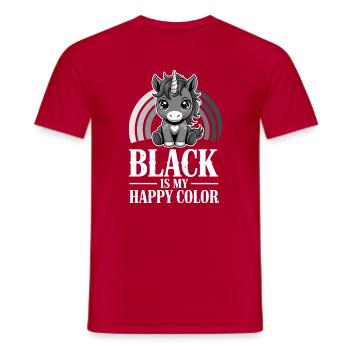 Unicorn Glow: Black Is My Happy Color - Men's T-Shirt - red - Front - AI Model Male 178 dark (178cm)