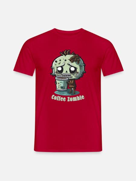 Kaffeemonster - Koffein Zombie - Morgenmuffel - Männer T-Shirt - Rot