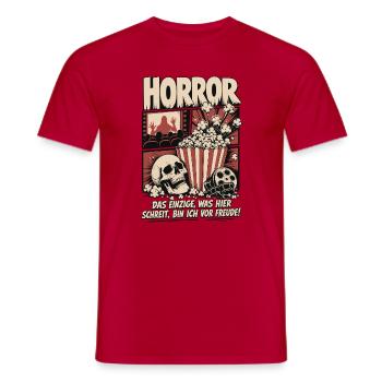 Horror Kino Popcorn Schädel Film Fan - Männer T-Shirt - Rot - Vorne - AI Model Male 178 dark (178cm)