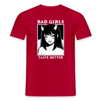 Bad Girl with Horns – Tasteful - Men's T-Shirt - red - Front - AI Model Male 178 dark (178cm)