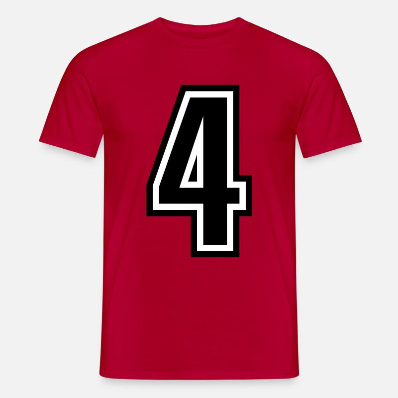 4 - Numero 4 - Numero di maglia bicolore cambio colore - T-shirt uomo - rosso