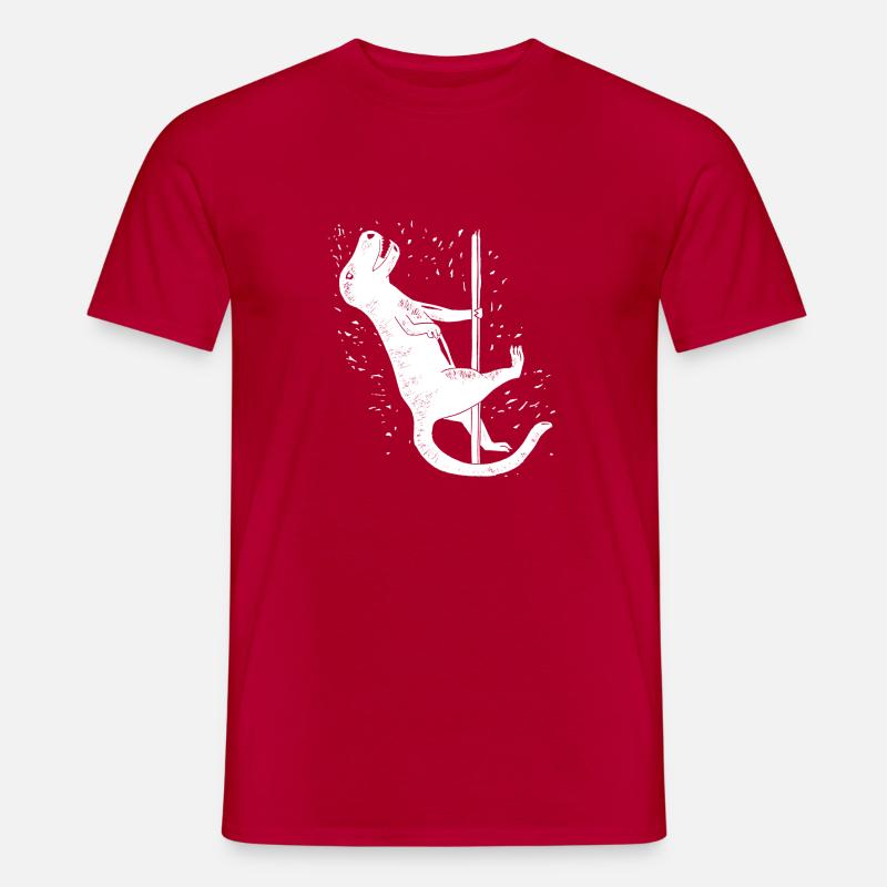 Dino Pole Dance White - Men’s T-shirt - red