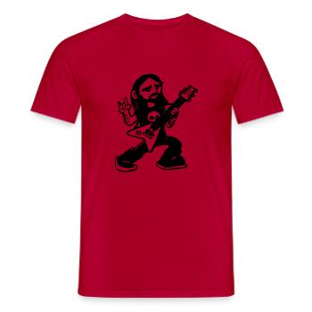 metal guitar hero BD cartoon bass guitar geek vi - Men's T-Shirt - red - Front - AI Model Male 178 dark (178cm)