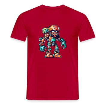 Robot comic with colorful armor and helmet - Men's T-Shirt - red - Front - AI Model Male 178 dark (178cm)