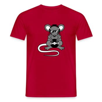 Maus DJ Sonnenbrille Kopfhörer Party Feiern Musik - Männer T-Shirt - Rot - Vorne - AI Model Male 178 dark (178cm)