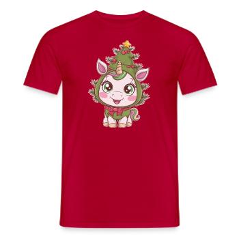 Drôle de sapin de Noël Costume de chat de Noël - T-shirt homme - rouge - Devant - AI Model Male 178 dark (178cm)