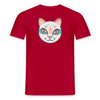 Colorful cat portrait - Men's T-Shirt - red - Front - AI Model Male 178 dark (178cm)