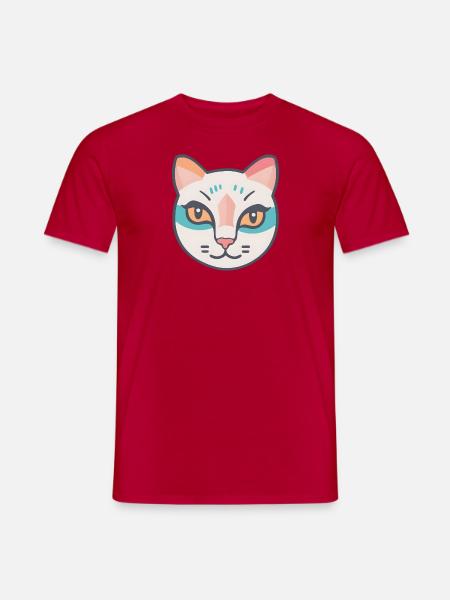 Portrait de chat coloré - T-shirt homme - rouge