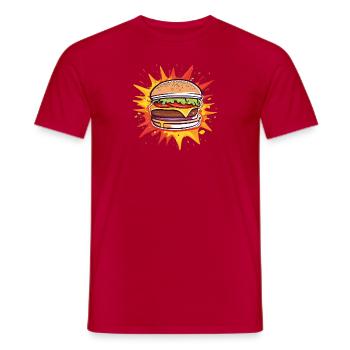 Bursting Flavor Burger - Men's T-Shirt - red - Front - AI Model Male 178 dark (178cm)