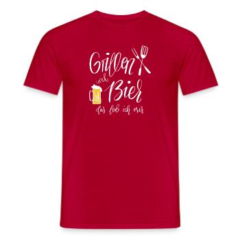 Grillen und Bier das Lob ich mir - Männer T-Shirt - Rot - Vorne - AI Model Male 178 dark (178cm)