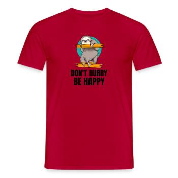 Dont hurry be happy funny Sloths - Men's T-Shirt - red - Front - AI Model Male 178 dark (178cm)