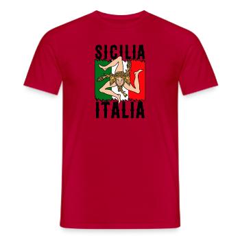 Drapeau de la Sicile Sicile Palerme Italie - T-shirt homme - rouge - Devant - AI Model Male 178 dark (178cm)