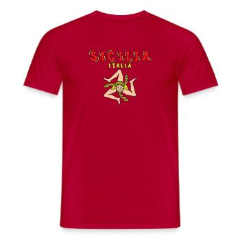 Sicile drapeau Sicile Palerme Italie - T-shirt homme - rouge - Devant - AI Model Male 178 dark (178cm)