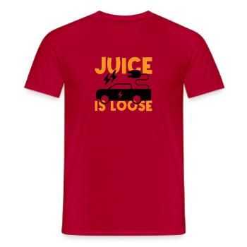 Electric vehicle The juice of the electric car is loose - Men's T-Shirt - red - Front - AI Model Male 178 dark (178cm)