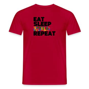 Funny Eat Sleep Build Repeat Building Blocks Men - Men's T-Shirt - red - Front - AI Model Male 178 dark (178cm)