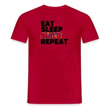 Funny Eat Sleep Build Repeat Building Blocks Men - Men's T-Shirt - red - Front - AI Model Male 178 dark (178cm)
