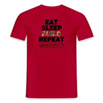 Funny Eat Sleep Build Repeat Building Blocks Men - Men's T-Shirt - red - Front - AI Model Male 178 dark (178cm)
