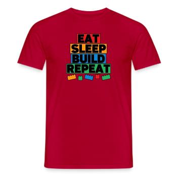 Funny Eat Sleep Build Repeat Building Blocks Men - Men's T-Shirt - red - Front - AI Model Male 178 dark (178cm)