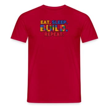 Funny Eat Sleep Build Repeat Building Blocks Men - Men's T-Shirt - red - Front - AI Model Male 178 dark (178cm)