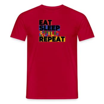 Funny Eat Sleep Build Repeat Building Blocks Men - Men's T-Shirt - red - Front - AI Model Male 178 dark (178cm)