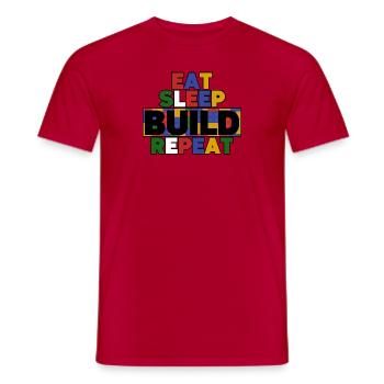 Funny Eat Sleep Build Repeat Building Blocks Men - Men's T-Shirt - red - Front - AI Model Male 178 dark (178cm)
