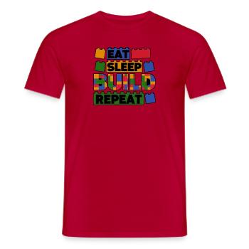Funny Eat Sleep Build Repeat Building Blocks Men - Men's T-Shirt - red - Front - AI Model Male 178 dark (178cm)