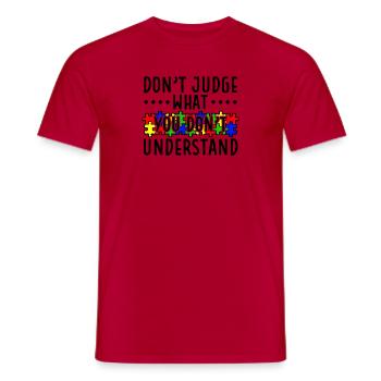 Autism Awareness – Don't Condemn What - Men's T-Shirt - red - Front - AI Model Male 178 dark (178cm)