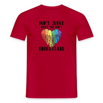 Autism Awareness – Don't Condemn What - Men's T-Shirt - red - Front - AI Model Male 178 dark (178cm)