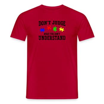 Autism Awareness – Don't Condemn What - Men's T-Shirt - red - Front - AI Model Male 178 dark (178cm)
