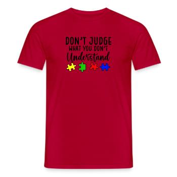 Autism Awareness – Don't Condemn What - Men's T-Shirt - red - Front - AI Model Male 178 dark (178cm)