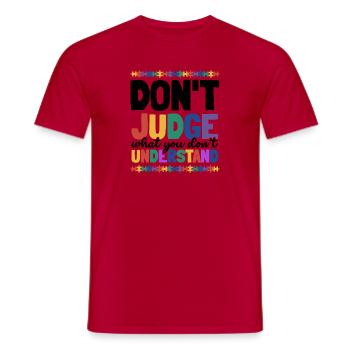 Autism Awareness – Don't Condemn What - Men's T-Shirt - red - Front - AI Model Male 178 dark (178cm)